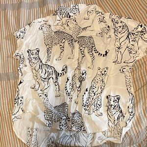 Jane and Delancey Black and White Animal Print Button Down Shirt